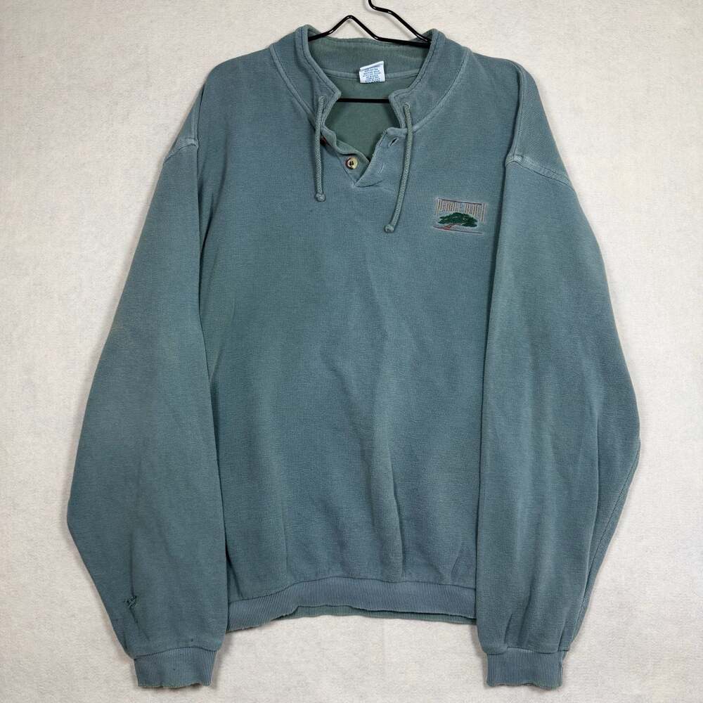 Vintage Crazy Shirts Sweater Mens XL Pebble Beach Golf Pullover Teal Worn Faded